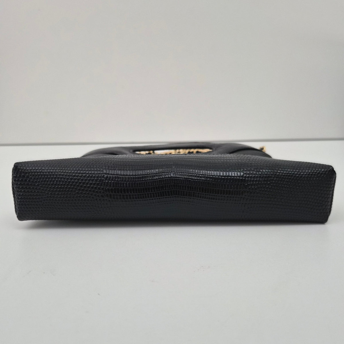 Chanel 31 Lizard Embossed Calfskin Clutch with Chain Black