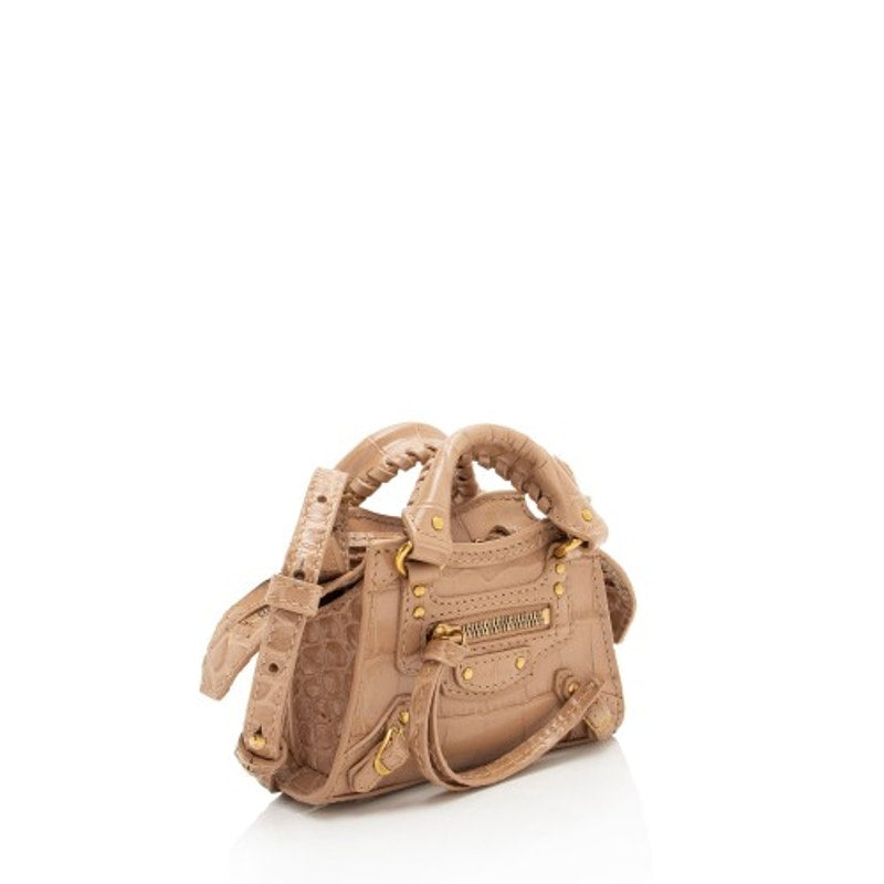 Balenciaga Croc Beige Super Nano Neo Classic City Crossbody