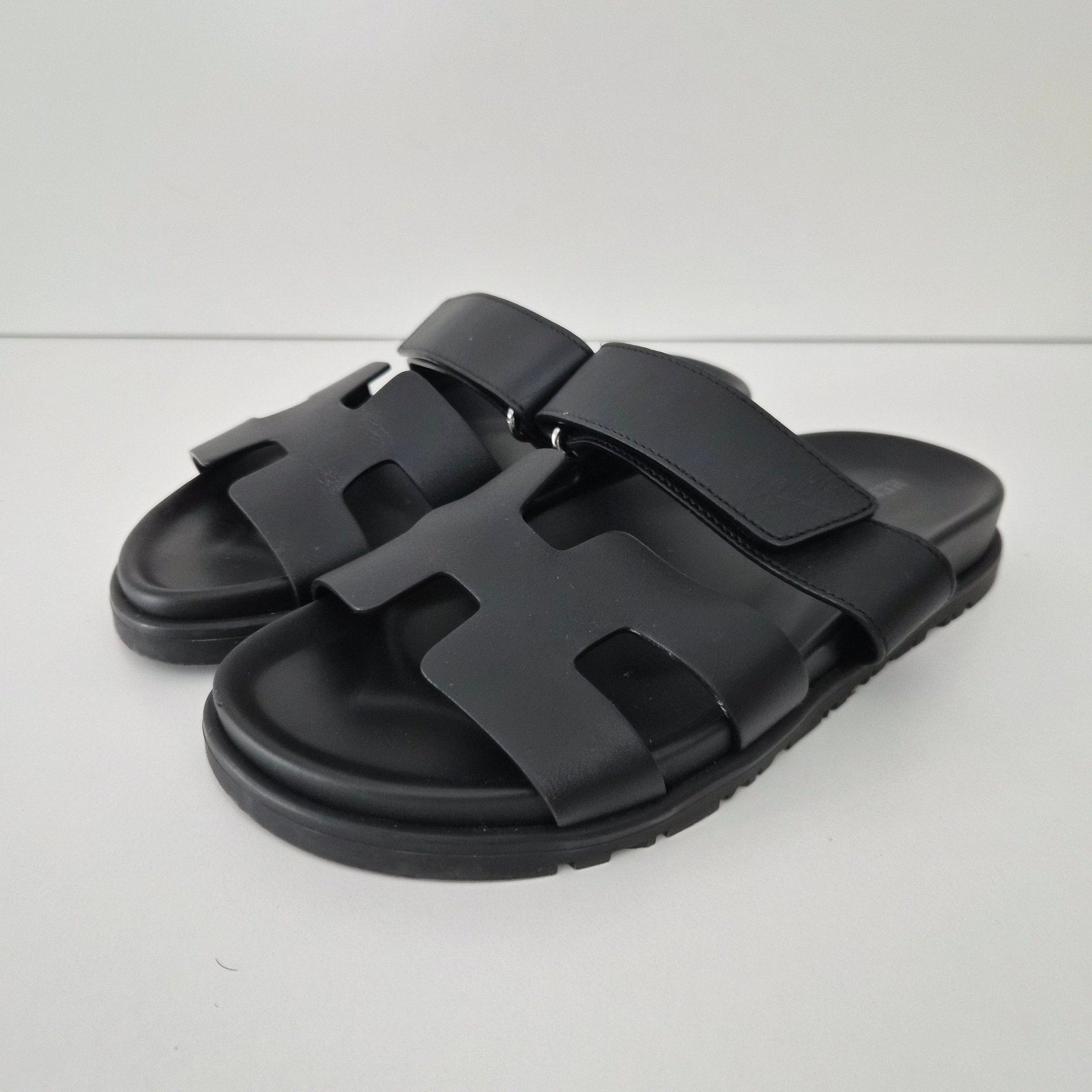 Hermès Chypre Sandals Calfskin Black US 6  / EU 36