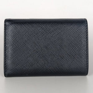 Prada Saffiano Black Monochrome Leather Envelope Trifold Wallet