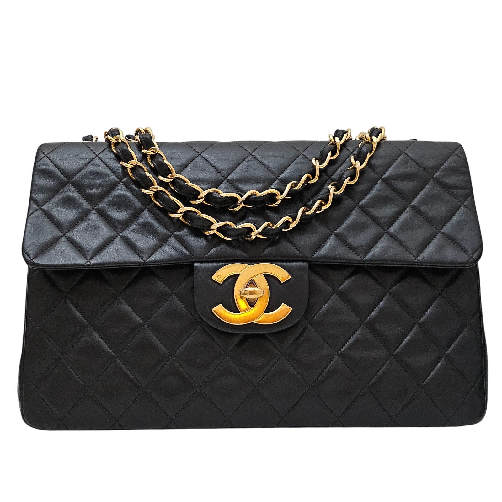 Chanel Lambskin Quilted XL Jumbo Single Flap Black