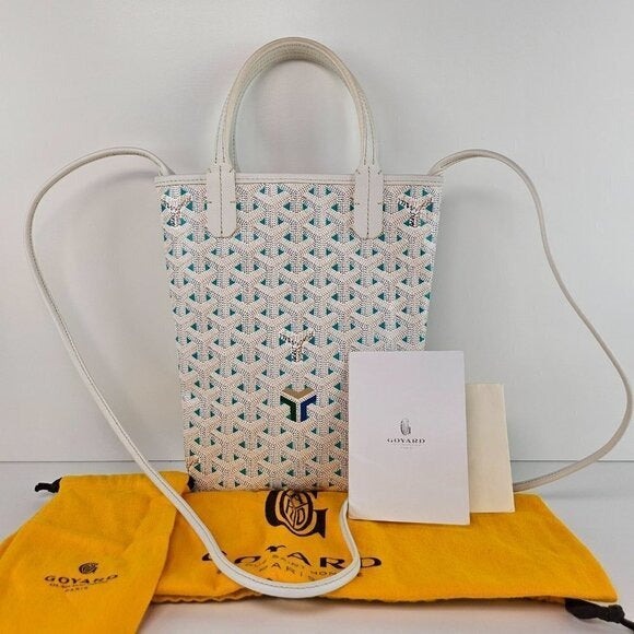 Goyard Poitiers Tote Claire Voie White Blue Coated Canvas Mini