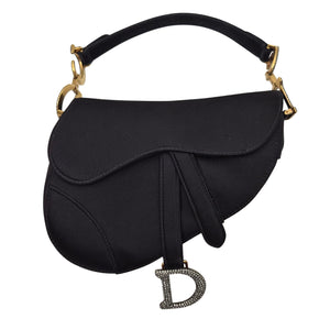 Christian Dior Satin Crystal Mini Saddle Bag