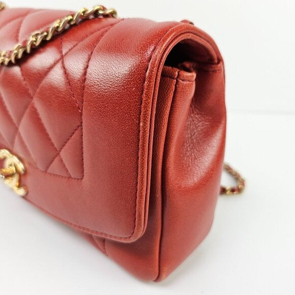 Chanel Small Diana Leather Red Brown Shoulder Bag