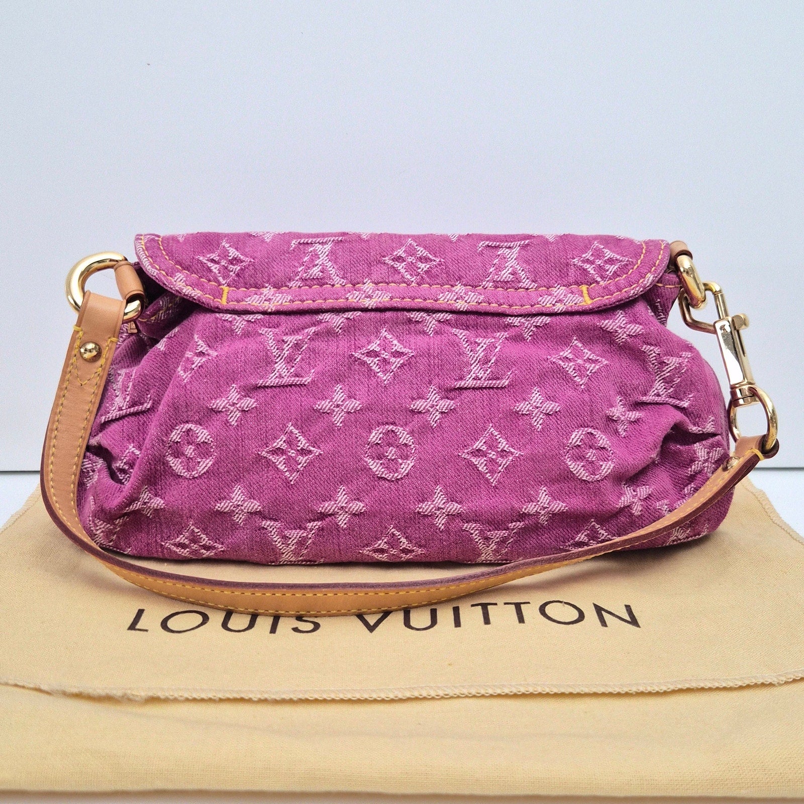 Louis Vuitton Pink Denim Mini Pleaty Shoulder Bag