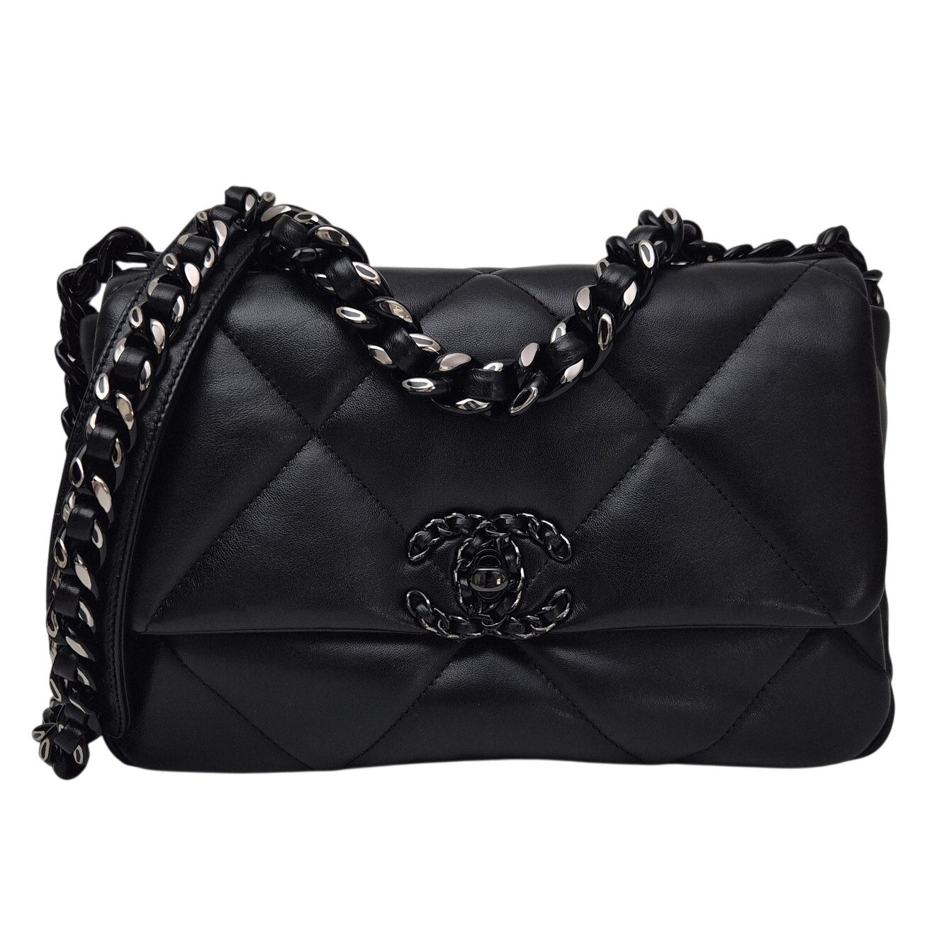 Chanel So Black Lambskin Quilted Small 19 Flap