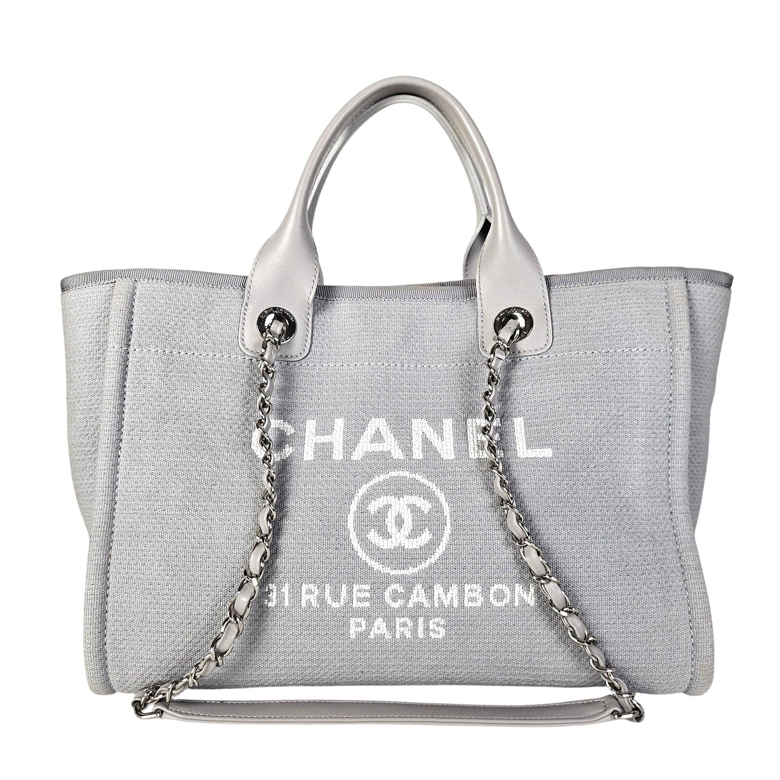Chanel Small NM Deauville Canvas Tote Gris / Gray