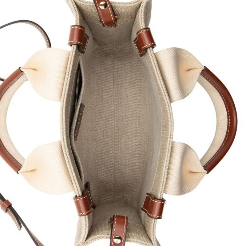 Chloe Small Woody Ribbon Tote With Strap White Brown
