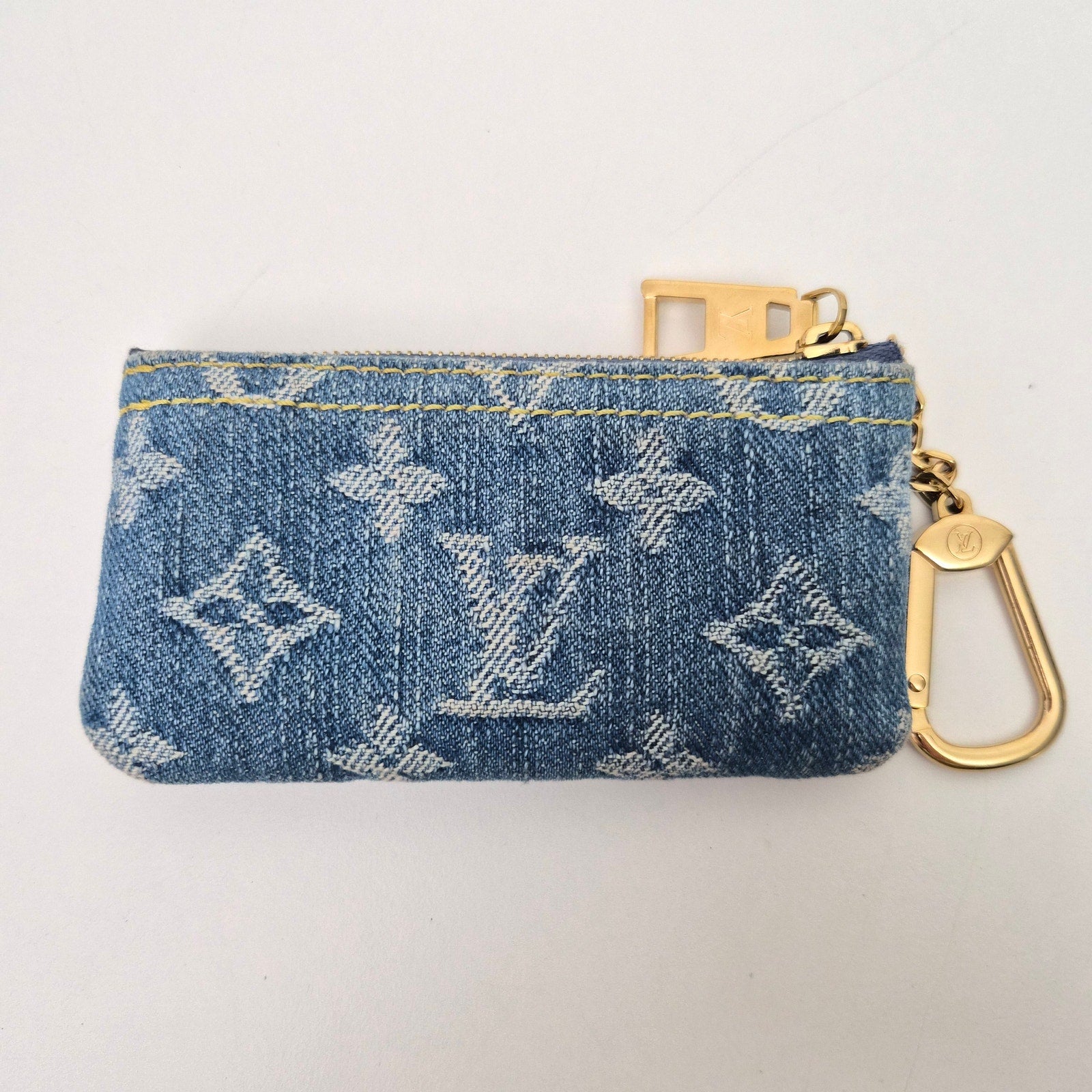 Louis Vuitton Monogram Denim Key Pouch Denim Blue