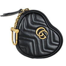 Load image into Gallery viewer, Gucci Calfskin Matelasse GG Marmont Heart Coin Purse Black
