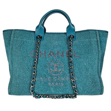 Load image into Gallery viewer, Chanel Deauville Tote Boucle Green Medium
