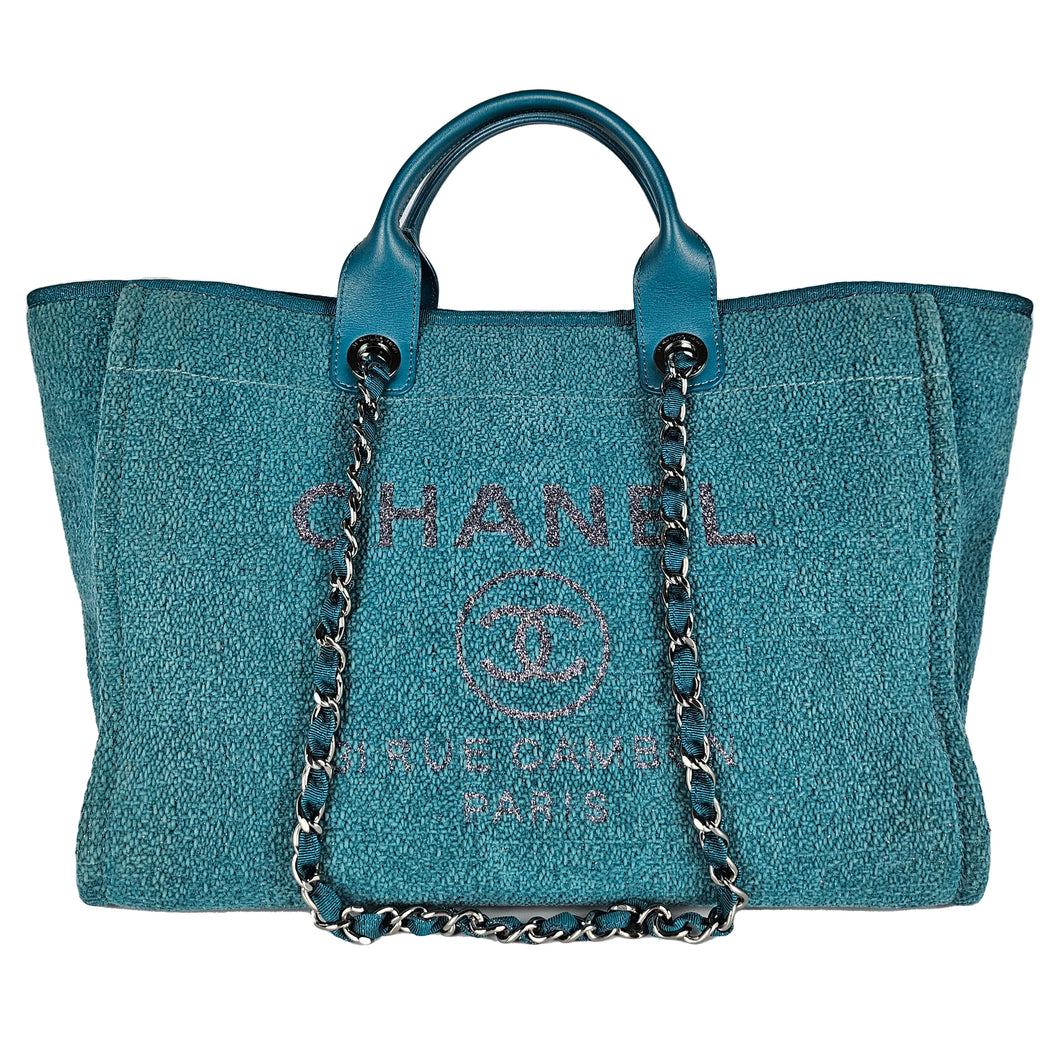 Chanel Deauville Tote Boucle Green Medium