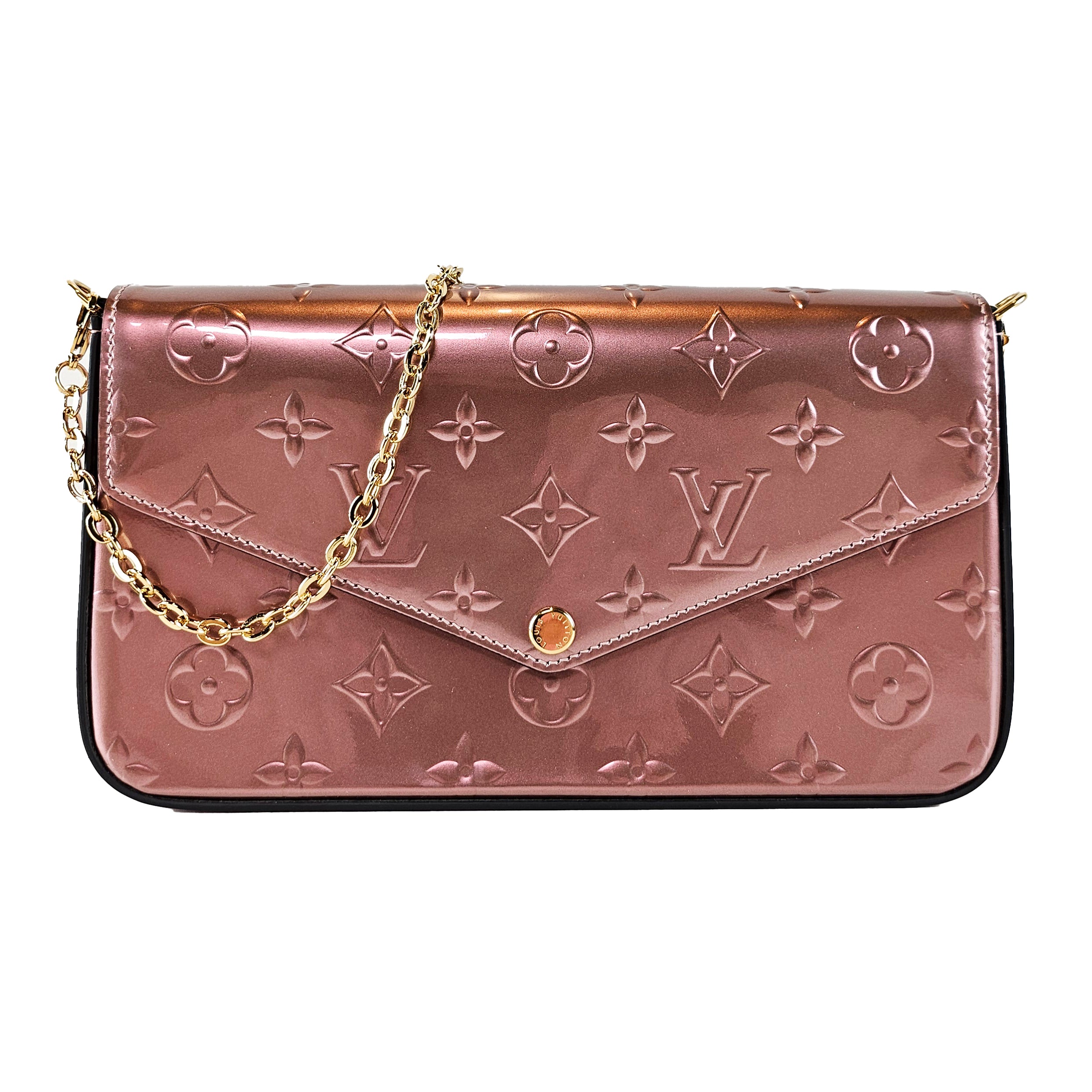 Louis Vuitton Rose Gold Pink Vernis Leather Felicie Pochette Crossbody Bag