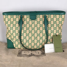 Load image into Gallery viewer, Gucci Ophidia Raffia Tote Bag Green
