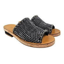 Load image into Gallery viewer, Chanel Black Chain Leather Cork Slide Sandals US 9 / EU 39
