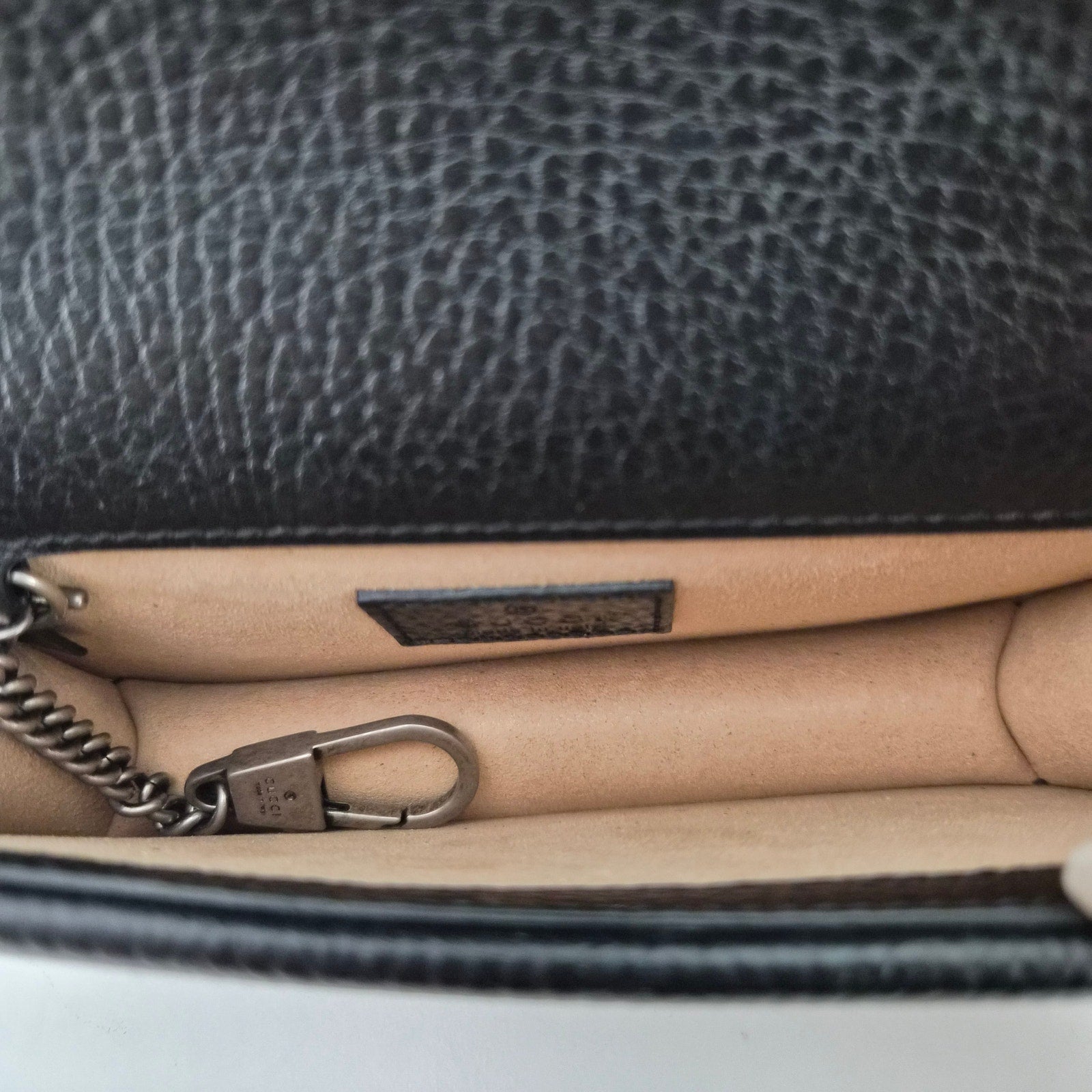 Gucci GG Leather Super Mini Dionysus Crossbody Bag Black