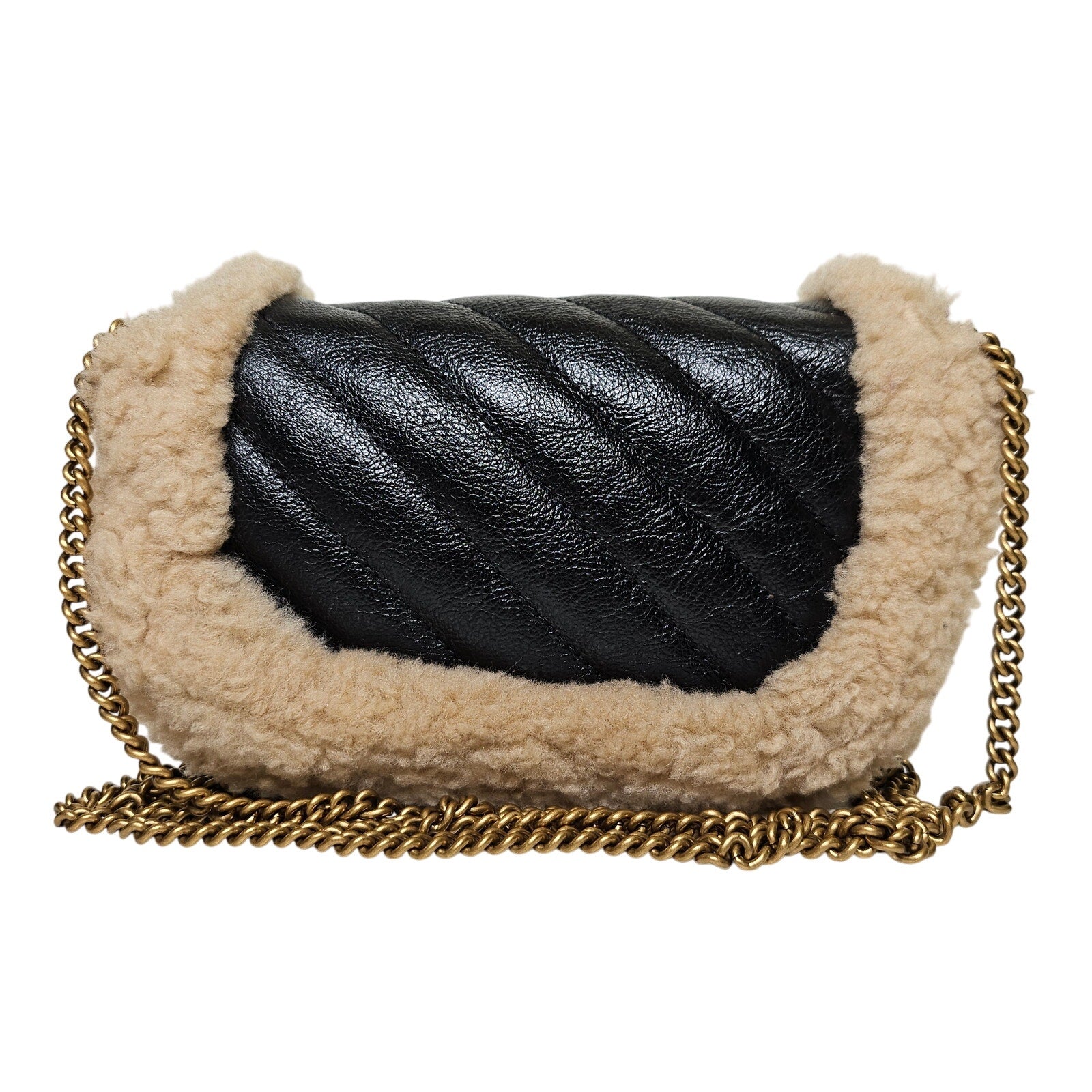 Gucci GG Marmont Shearling Super Mini Flap Bag
