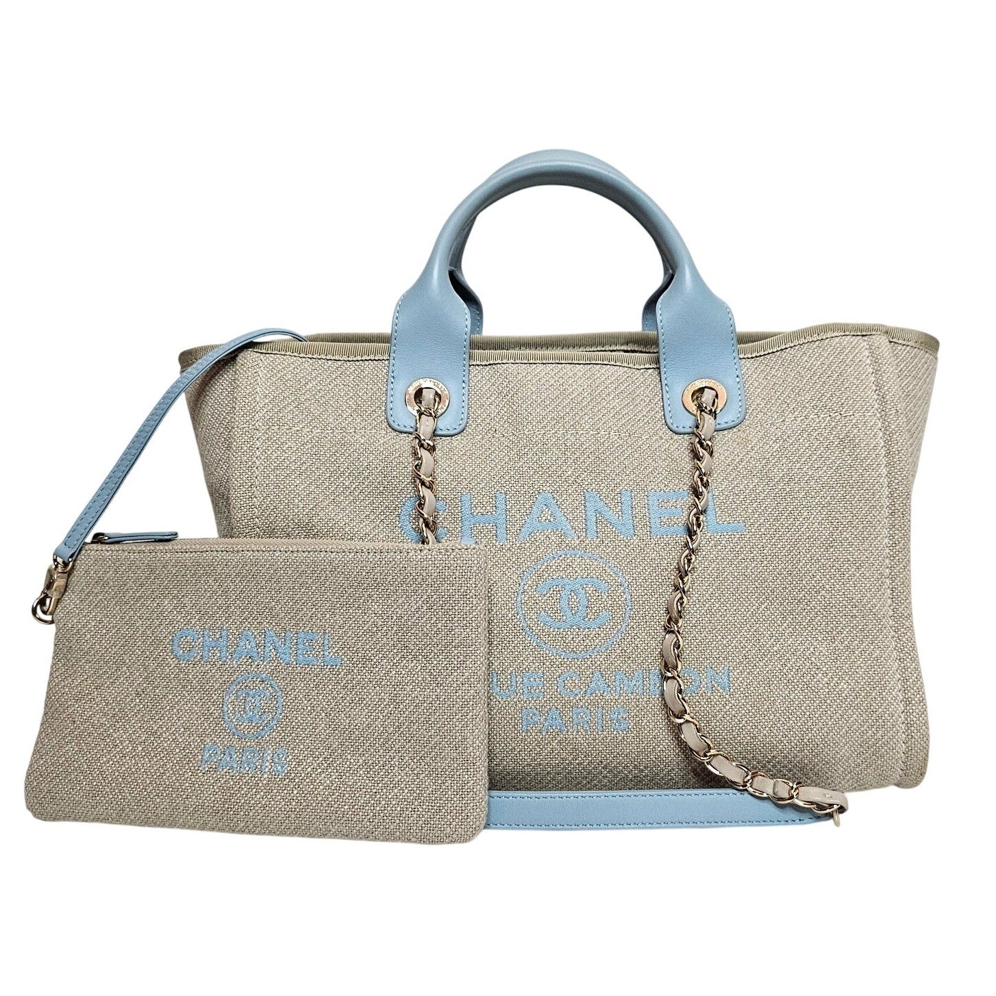 Chanel Small NM Deauville Tote Gray Blue