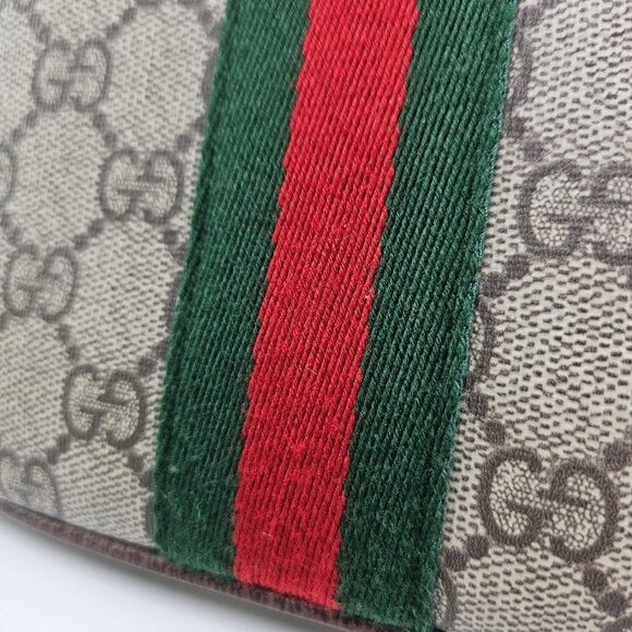 Gucci GG Supreme Monogram Textured Calfskin Web Large Ophidia Cosmetic Case