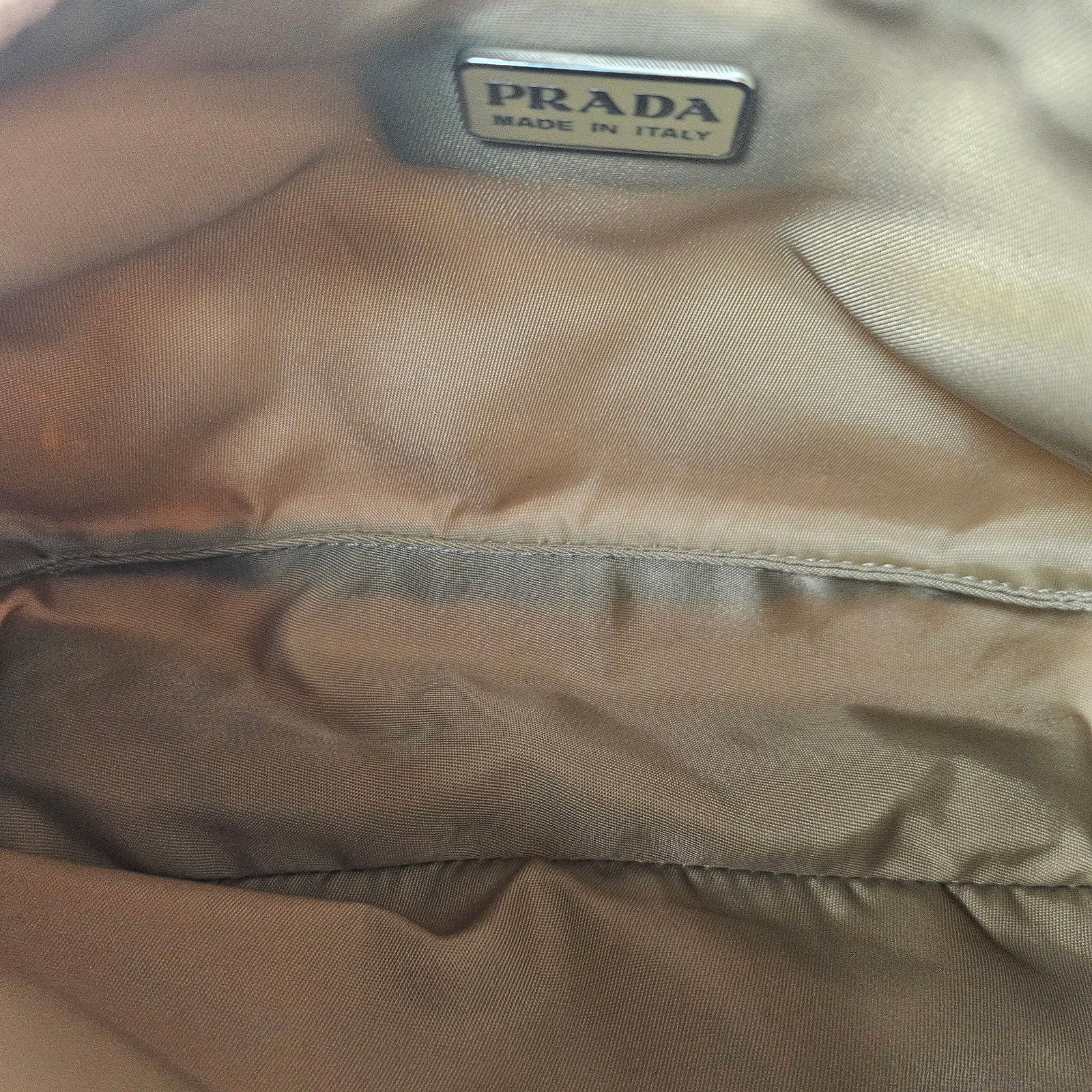 Prada Nylon Mini Hobo Tessuto Tan Shoulder Bag