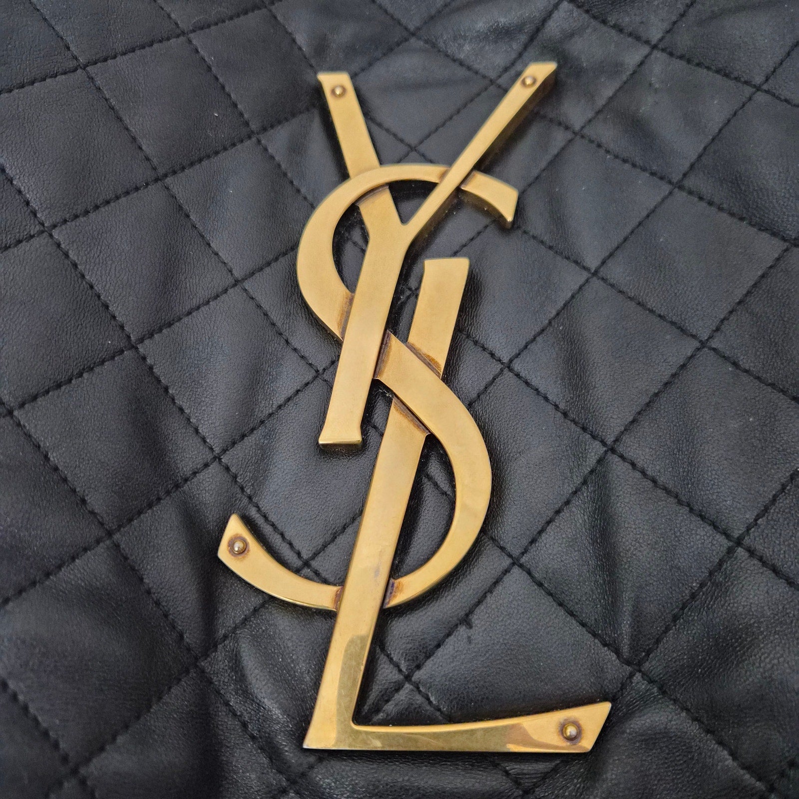 Saint Laurent Icare Maxi Quilted Lambskin Shopping Tote Black