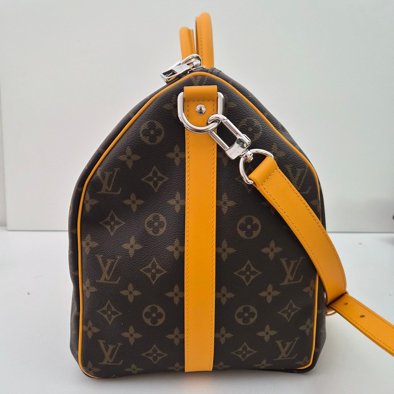 Louis Vuitton Monogram Macassar Keepall Bandoulière 50 Safran Yellow