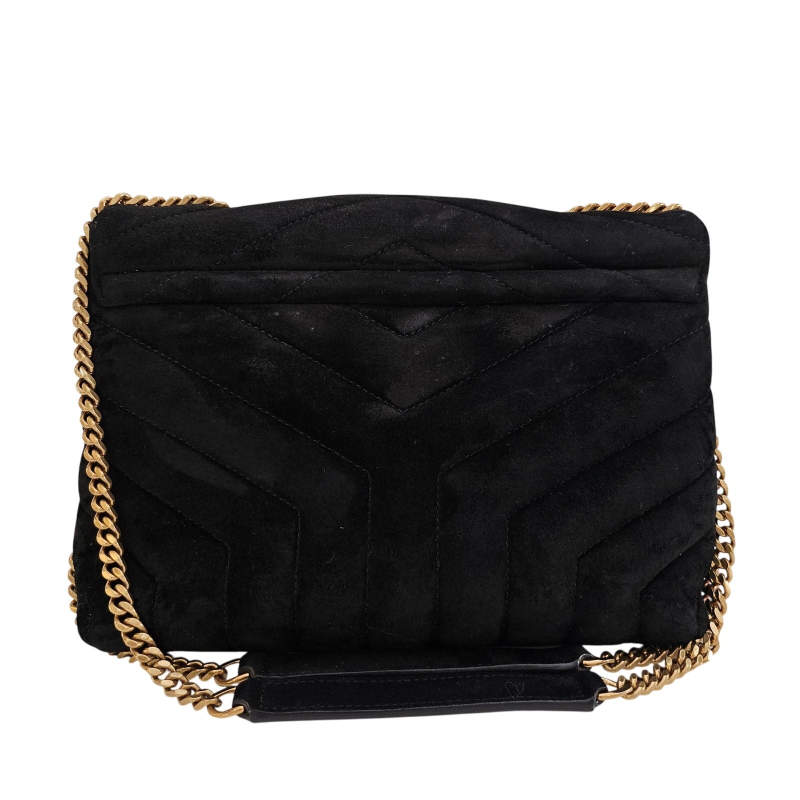 Saint Laurent Small Suede Loulou Shoulder Bag Black