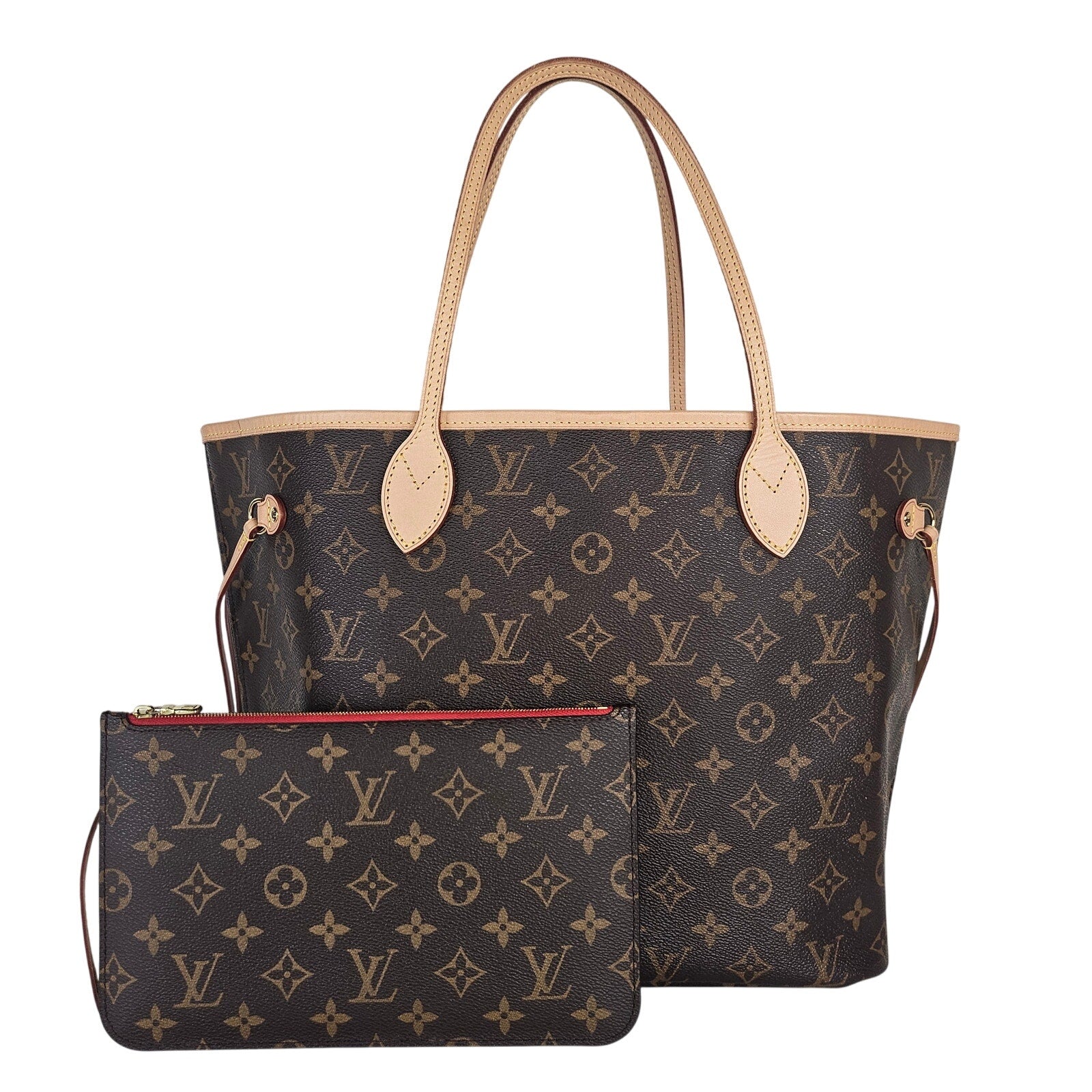 Louis Vuitton Monogram Neverfull MM Tote Cherry Interior