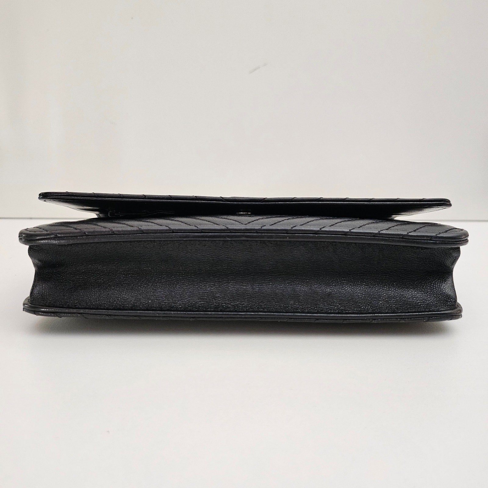 Chanel Chevron So Black Lambskin Wallet on Chain WOC