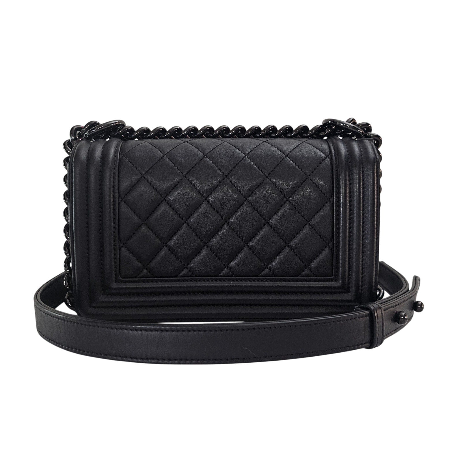 Chanel So Black Small Boy Calfskin Shoulder Bag