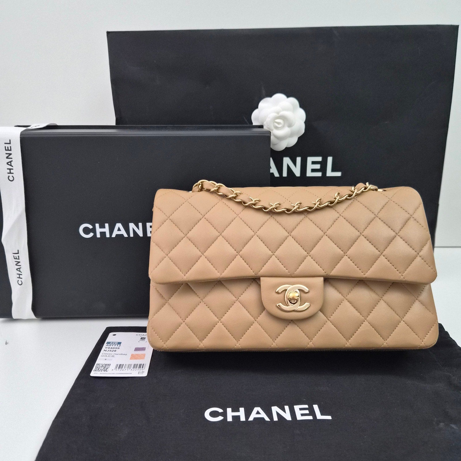 Chanel 22B Medium Classic Flap Lambskin Beige