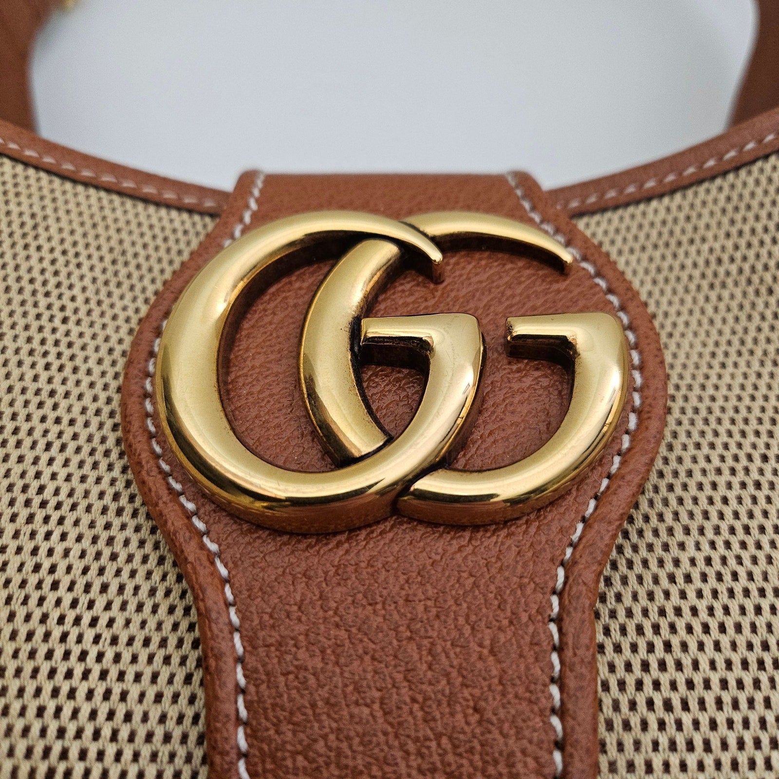 Gucci Aphrodite Small Canvas and Leather Brown Shoulder Bag