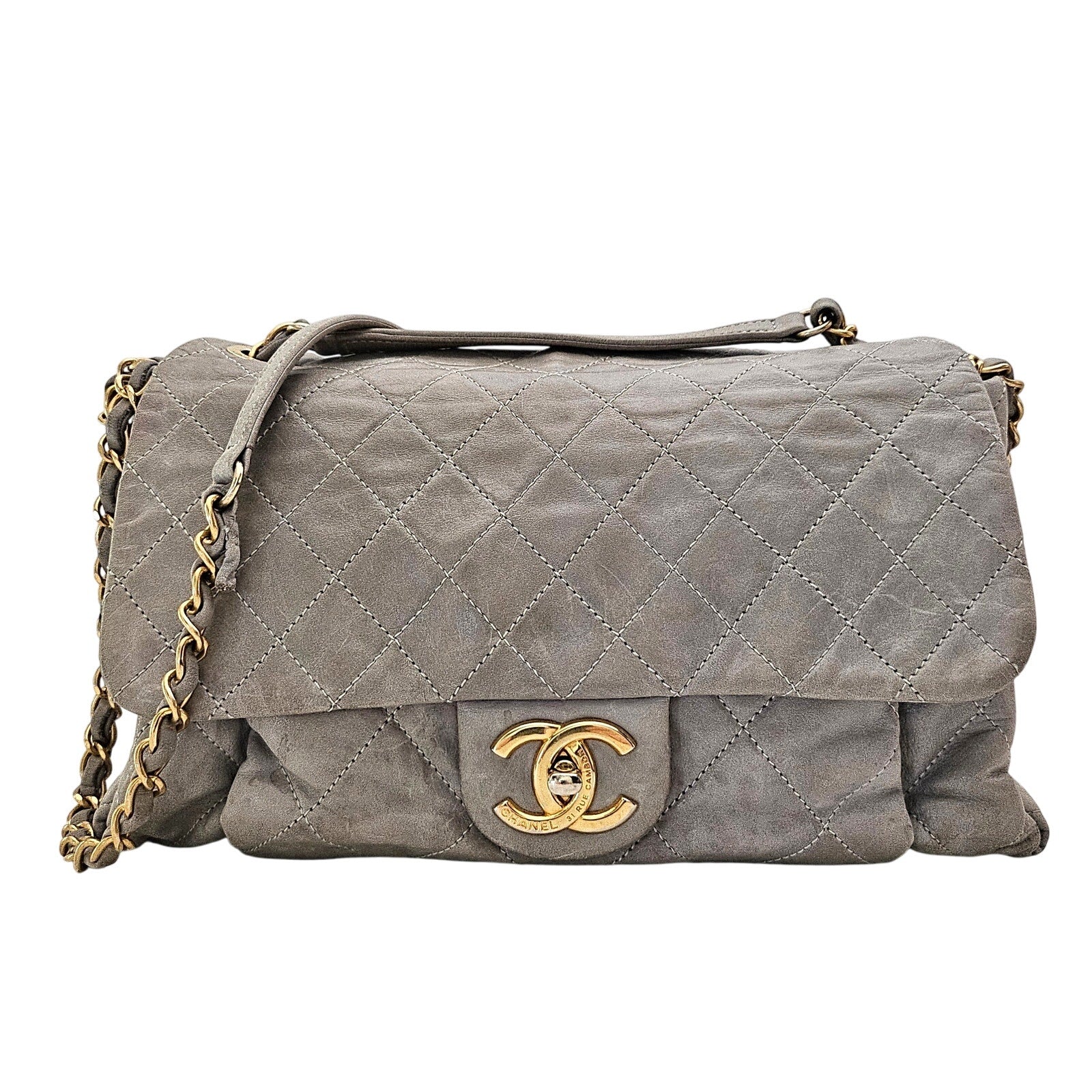 Chanel Grey Calfskin Chic Accordion Small Flap Bag