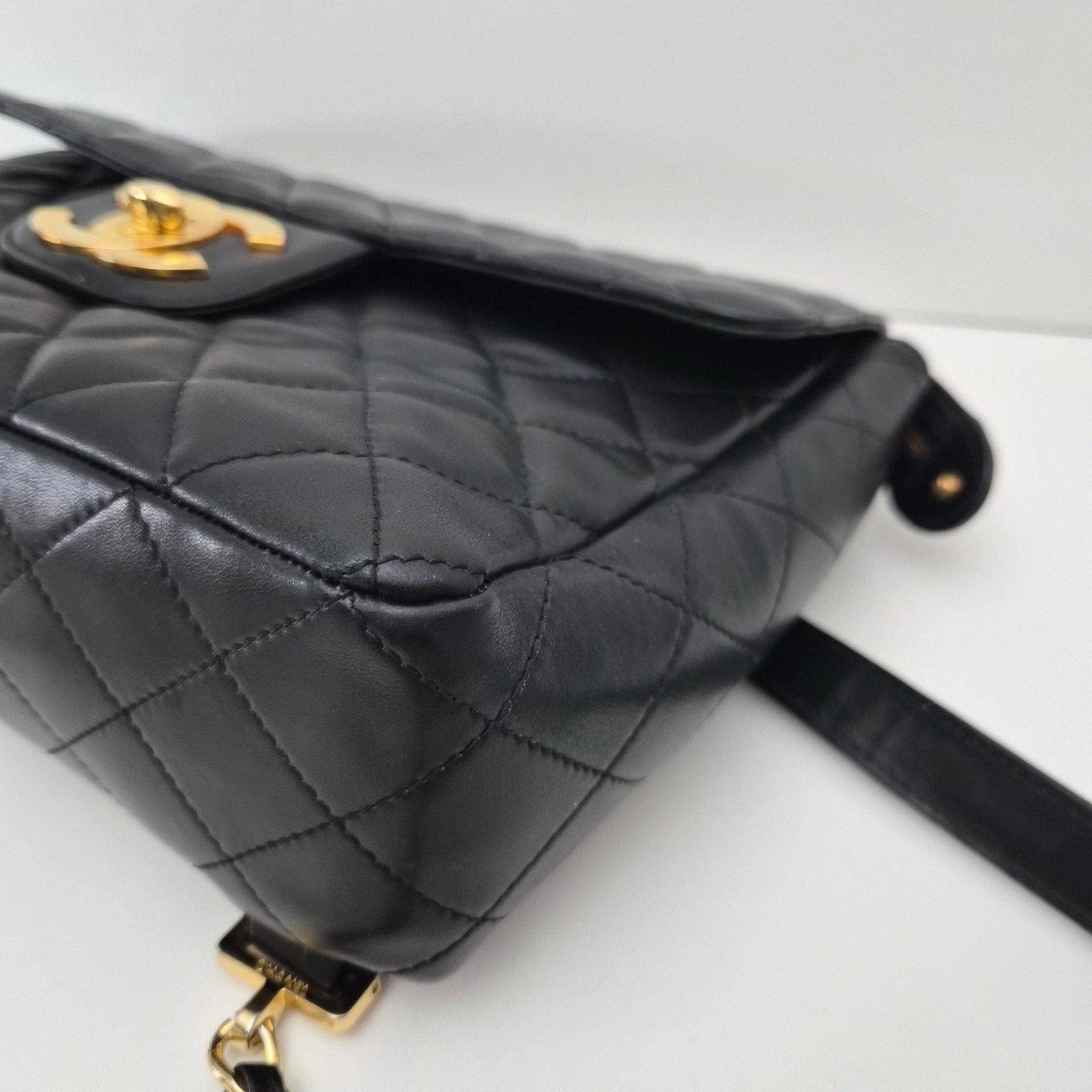 Chanel Black Lambskin Vintage Backpack Oversized CC GHW 24k plated