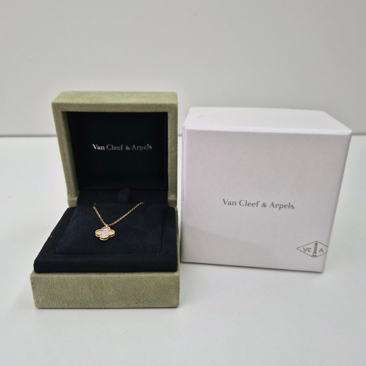 Van Cleef & Arpels 18K Yellow Gold Mother of Pearl Sweet Alhambra Pendant Necklace