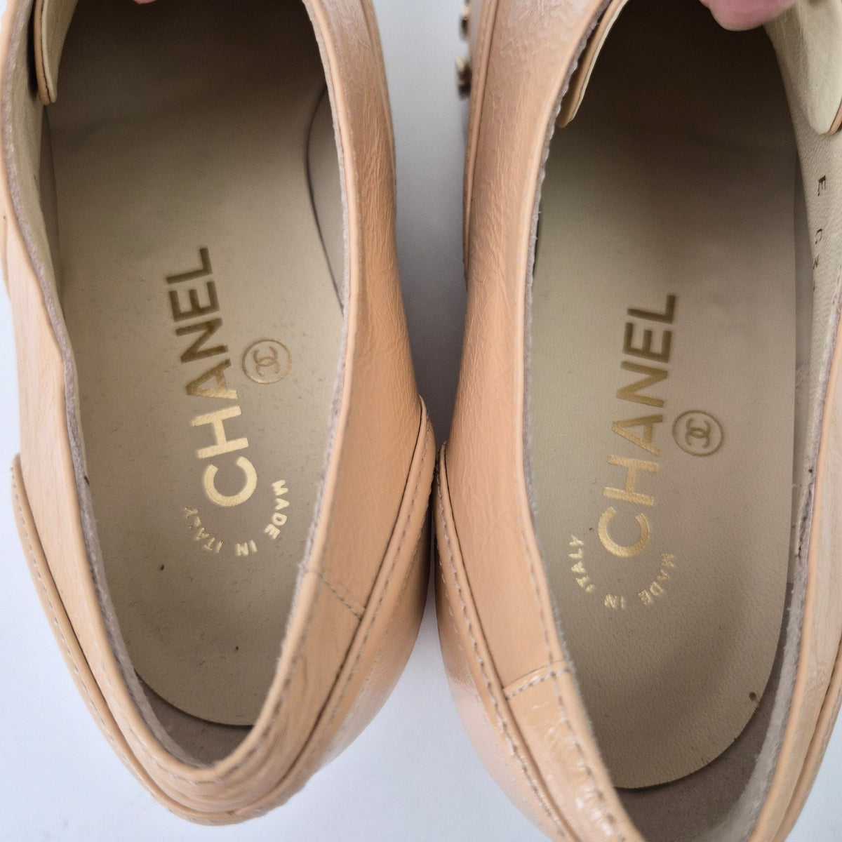 Chanel Beige and Black Camellia Platform Lace-Up Oxfords US 6.5 / EU 36.5
