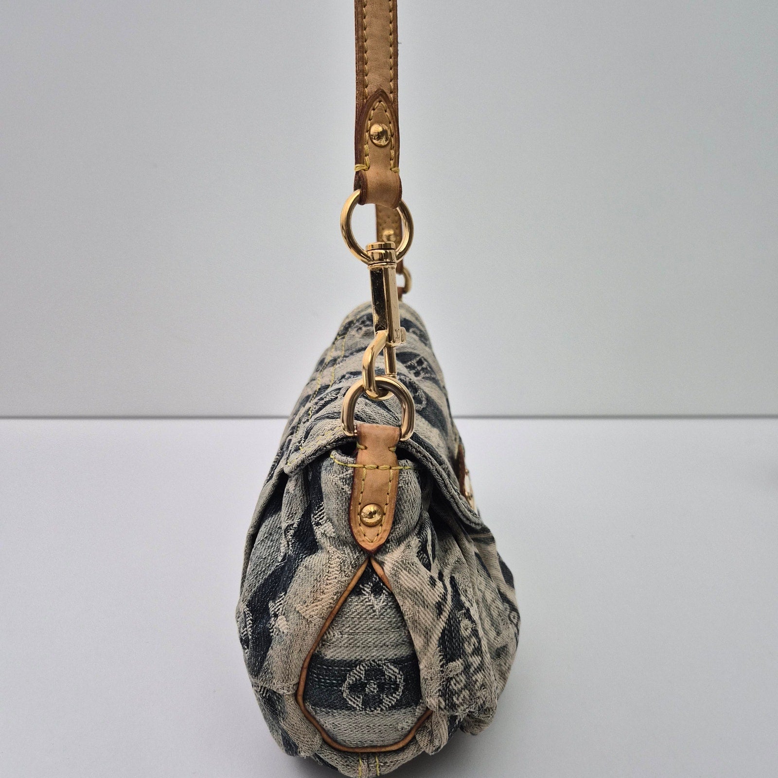 Louis Vuitton Blue Denim Raye Mini Pleaty Shoulder Bag