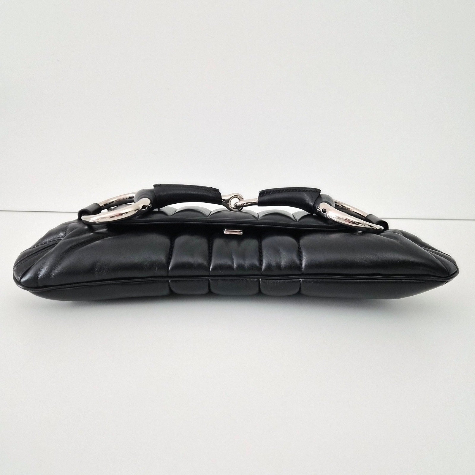 Gucci Large Horsebit Chain Shoulder Bag Vertical Quilted Leather Black
