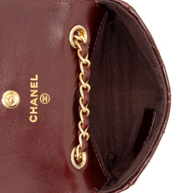 Chanel 2020 Mini Card Holder On Chain Belt Bag Burgundy