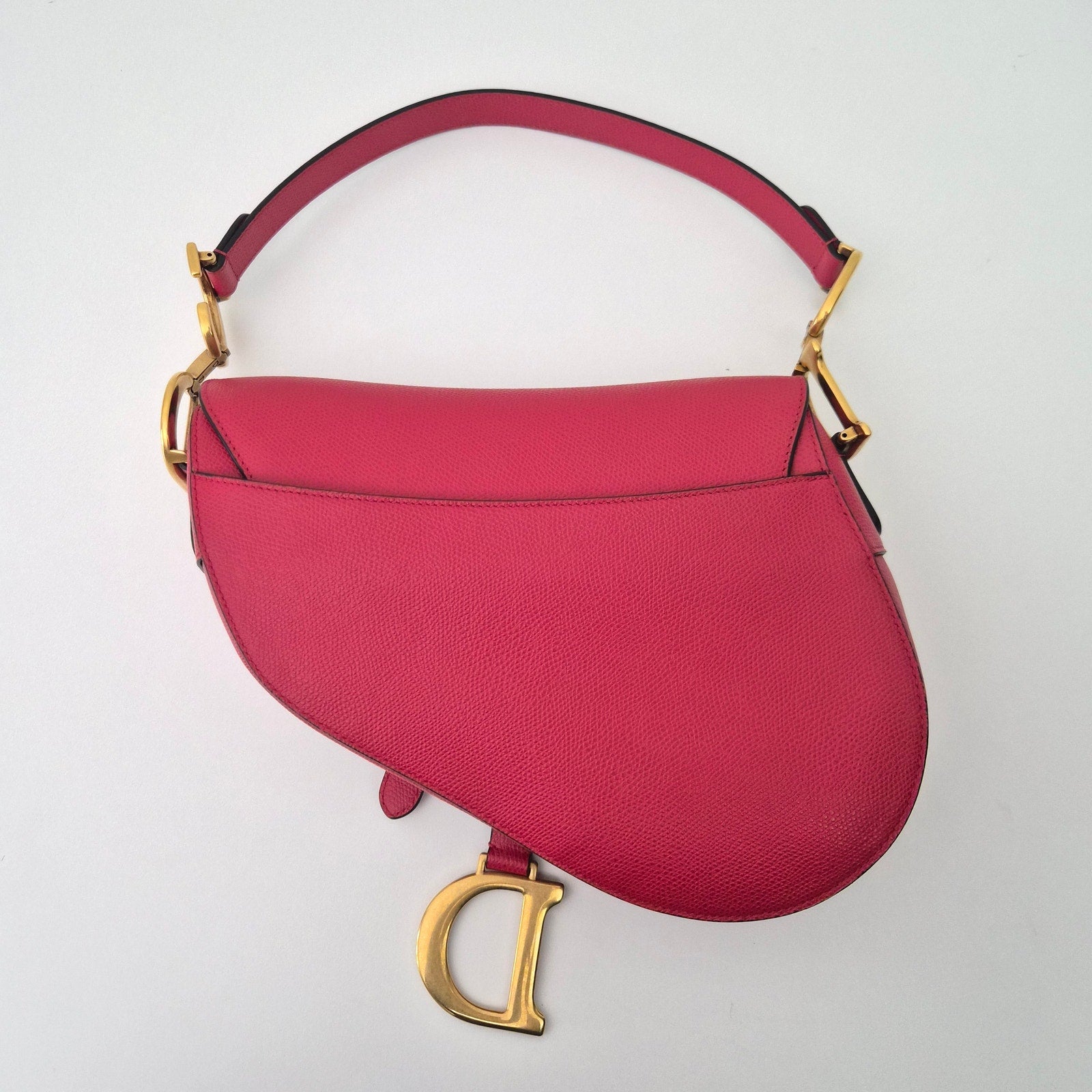Christian Dior Medium Grained Leather Saddle Bag Red