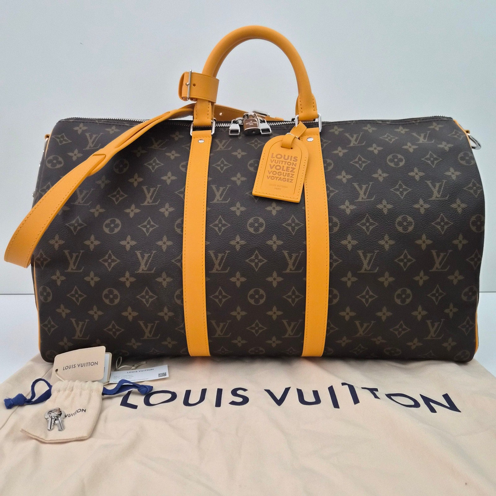 Louis Vuitton Monogram Macassar Keepall Bandoulière 50 Safran Yellow