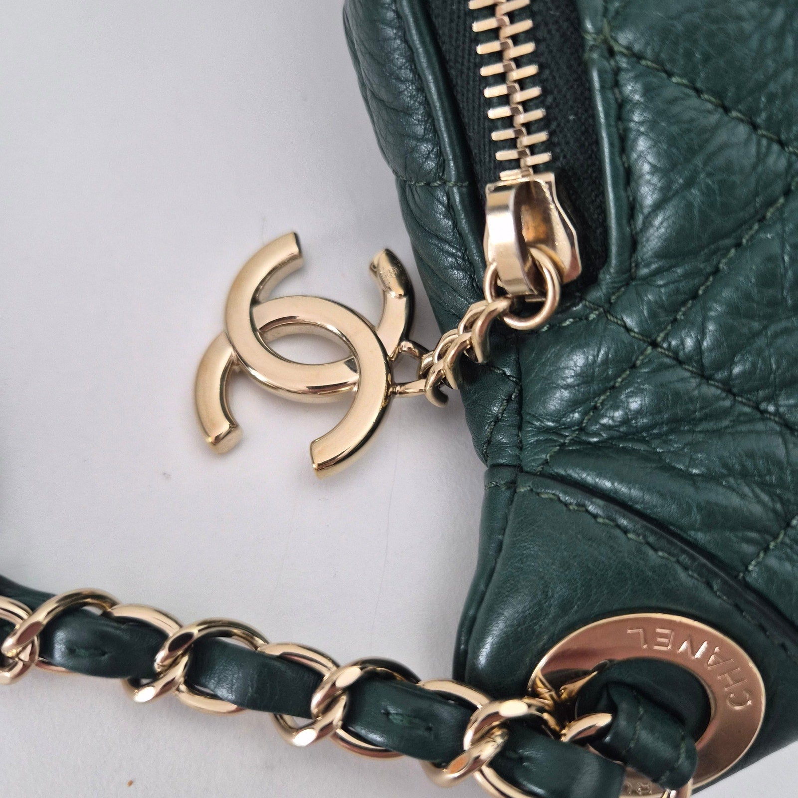 Chanel Calfskin Quilted Banane Waist Bag Fanny Pack Green
