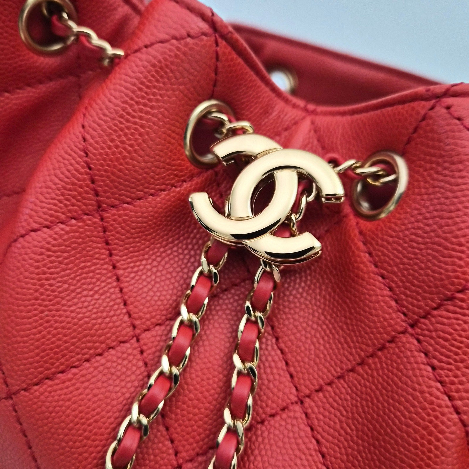 Chanel 25 Mini Red Caviar Shoulder Bag