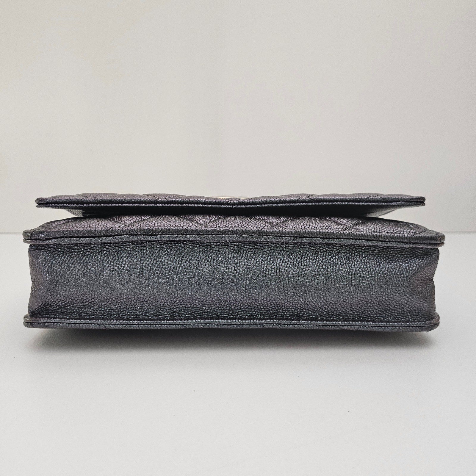 Chanel Iridescent Caviar Quilted Wallet On Chain WOC Pearl CC