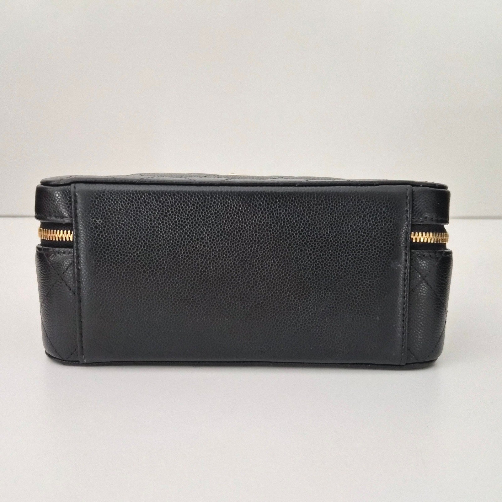 Chanel Caviar Quilted Top Handle Vanity With Chain Black