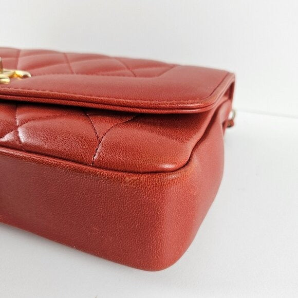 Chanel Small Diana Leather Red Brown Shoulder Bag