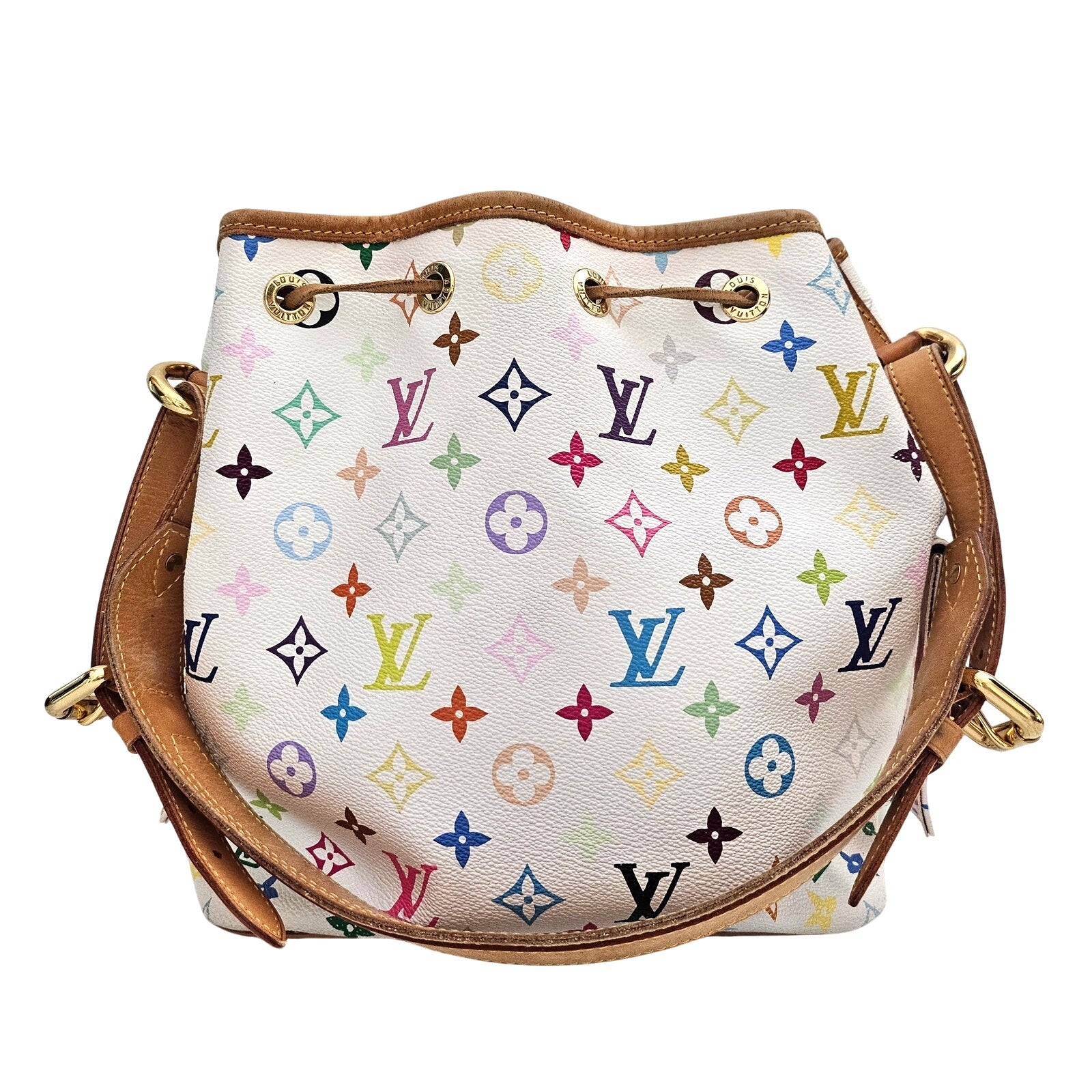 Louis Vuitton Takashi Murakami Monogram Multicolor Petit Noe White Bucket Bag