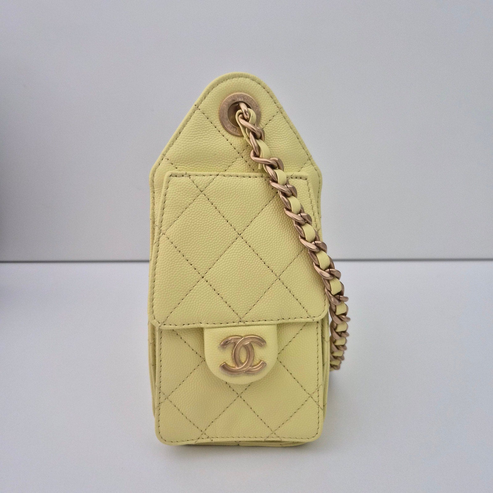 Chanel 25 Mini Yellow Caviar Shoulder Bag