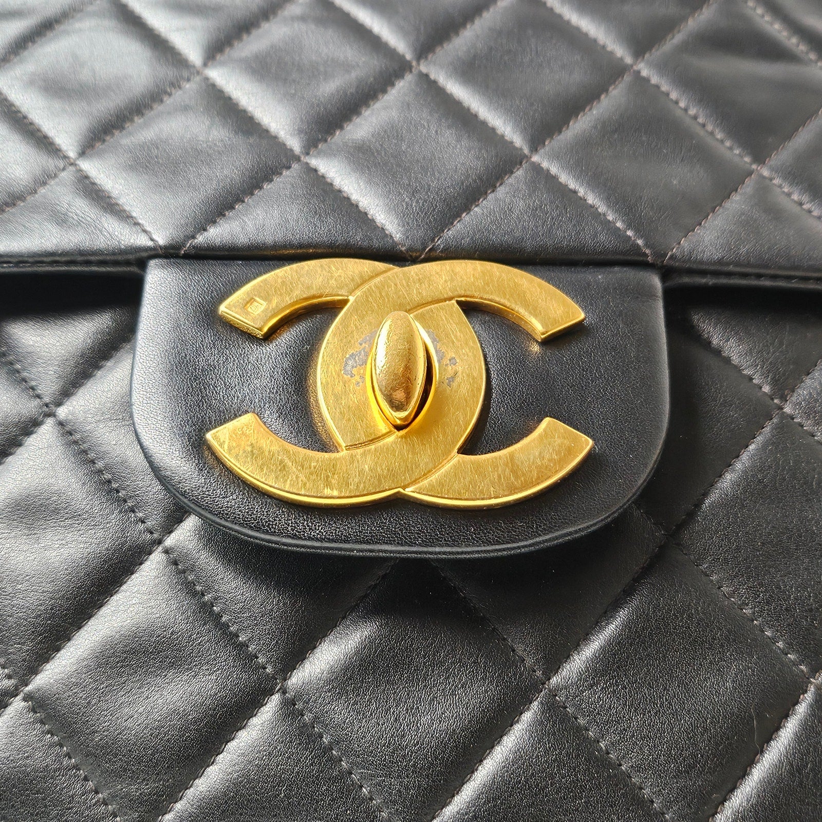 Chanel Lambskin Quilted XL Jumbo Single Flap Black