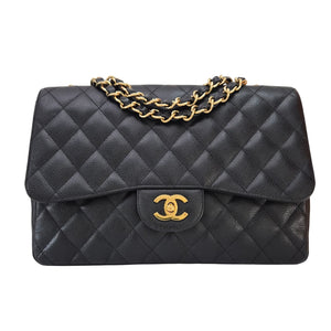 Chanel Caviar Leather Quilted Jumbo Single Flap Black